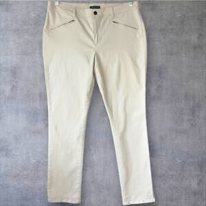 Lauren Ralph Lauren Slim Straight Leg Mid Rise Stretch Jean Pants Size 14 Cream